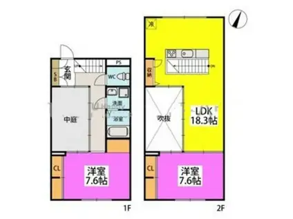 PATIO-PARK(2LDK/2階)の間取り写真