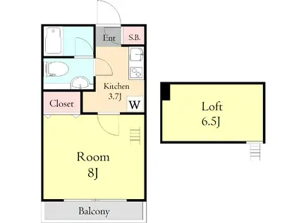 サンヴィアーレ湘南(1K/2階)の間取り写真