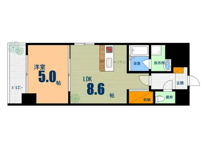 LION銀山(1LDK/6階)の間取り写真