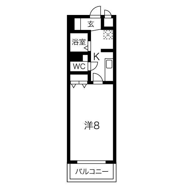 ソレイユ山代(1K/1階)の間取り写真
