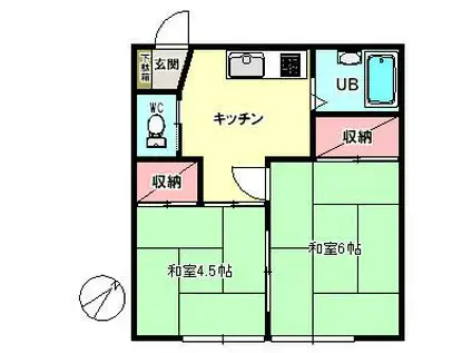 コーポ松山(2K/2階)の間取り写真