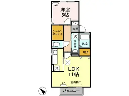 コンフォートヴィラ弐番館(1LDK/2階)の間取り写真