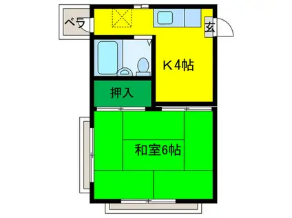 山崎ビル(1K/2階)の間取り写真