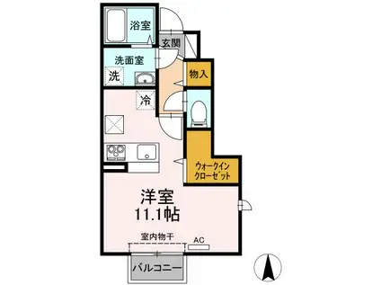 FAUST(ワンルーム/1階)の間取り写真