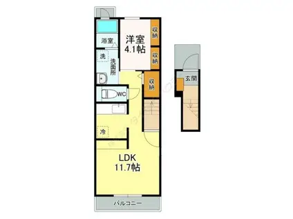 ルピナス(1LDK/2階)の間取り写真