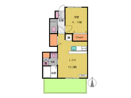 パルティール(1LDK/1階)の間取り写真