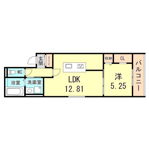 アイメゾン東園田(1LDK/1階)の間取り写真