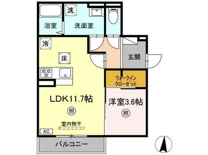 PREMILIFE須賀(1LDK/1階)の間取り写真