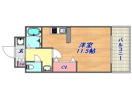 グランディア ミ・アモーレ六甲道(ワンルーム/5階)の間取り写真