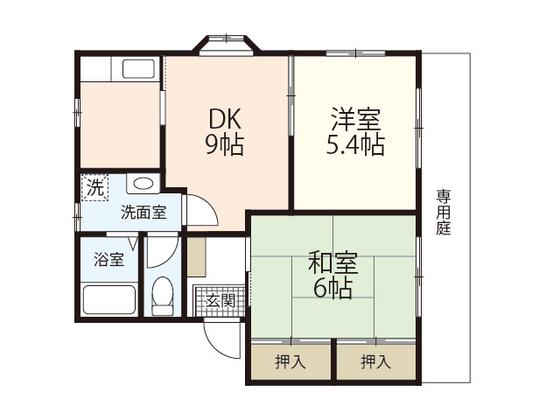パークヒル井口A棟(2DK/1階)の間取り写真