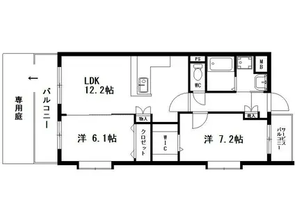 サンリーフ手越(2LDK/1階)の間取り写真