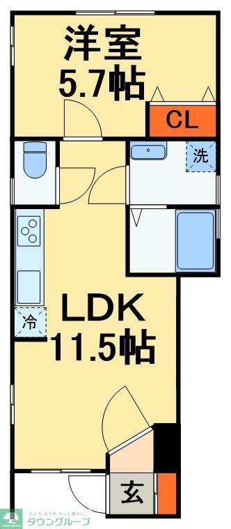 AURORAアウローラ(1LDK/1階)の間取り写真
