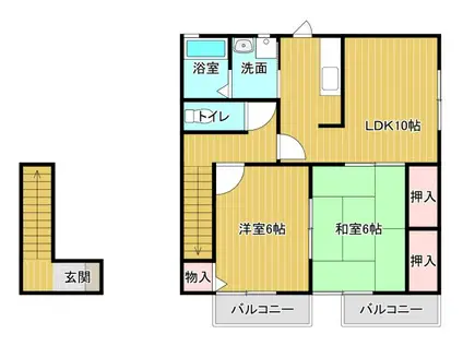 カーズコート(2DK/2階)の間取り写真