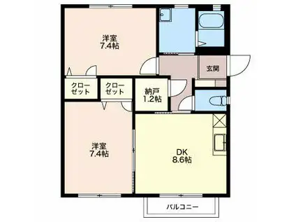 マルベリー B(2DK/2階)の間取り写真
