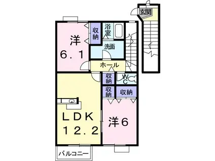 ドリームハイツB(2LDK/2階)の間取り写真