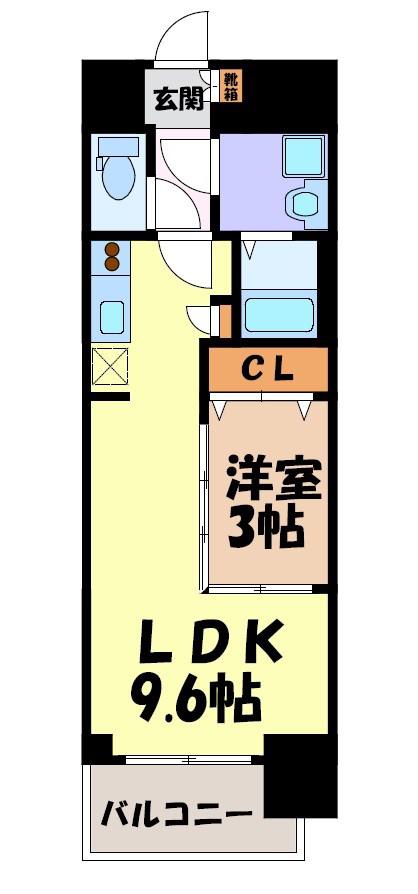 プレサンスジェネ上前津(1LDK/6階)の間取り写真