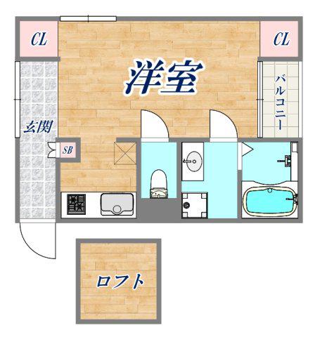 神戸甲南山手アパートメント(1K/2階)の間取り写真