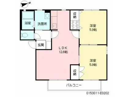 グランシャーメゾン(2LDK/2階)の間取り写真