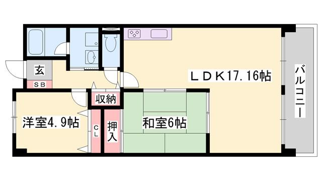 テルツォ南新在家(2LDK/7階)の間取り写真