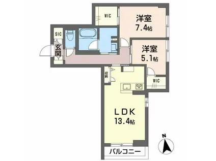 トレジオ野田町(2LDK/2階)の間取り写真