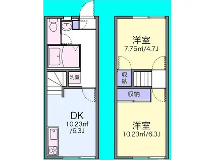 ストーンリバー(2DK/1階)の間取り写真