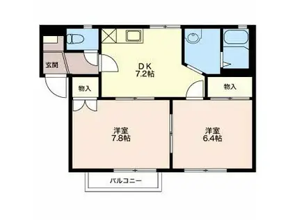 グランディールこばり(2DK/2階)の間取り写真