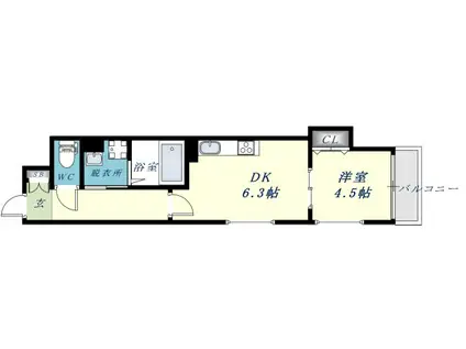 レクエルド柏田本町(1DK/2階)の間取り写真
