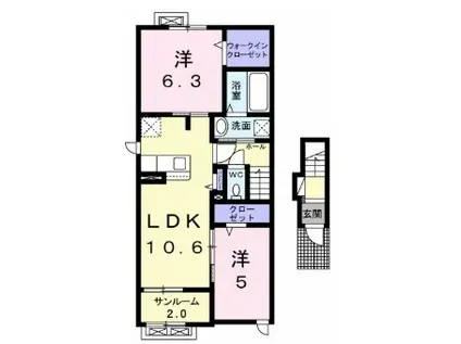 メゾン・シャトンI(2LDK/2階)の間取り写真