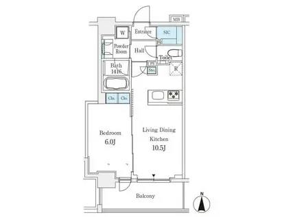 GLACIER大森(1LDK/10階)の間取り写真
