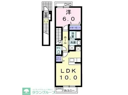 フレンドリー(1LDK/2階)の間取り写真