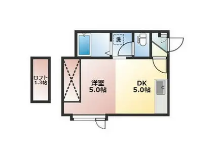 ウェルフェアー15(1DK/3階)の間取り写真