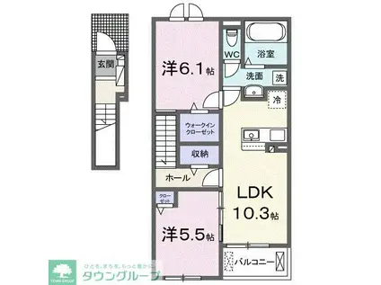 サンリットプレイス(2LDK/2階)の間取り写真