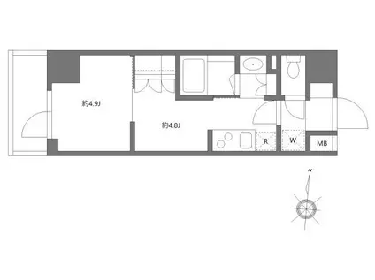 グランパセオ清澄白河II(1DK/5階)の間取り写真