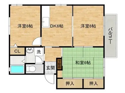 シックステージF(3DK/2階)の間取り写真