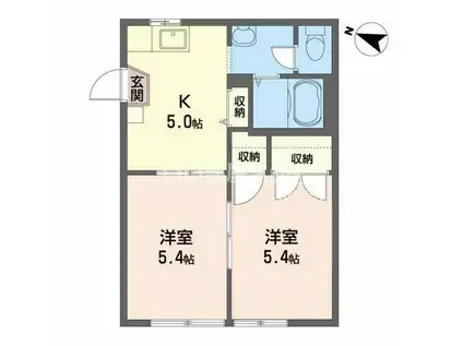 サンベルディA(2K/1階)の間取り写真