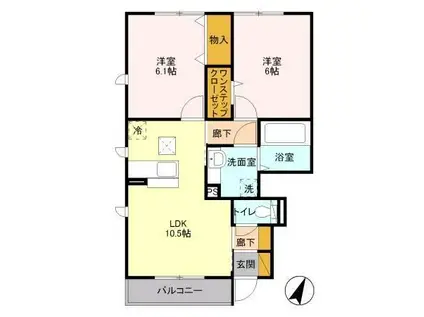 ビューテラス(2LDK/1階)の間取り写真