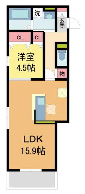 上甲子園廣和レジデンス(1LDK/1階)の間取り写真