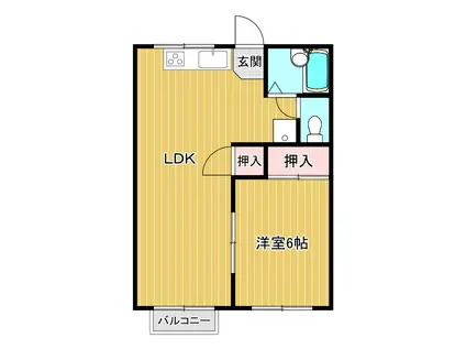 サンライフガーデン(1LDK/2階)の間取り写真