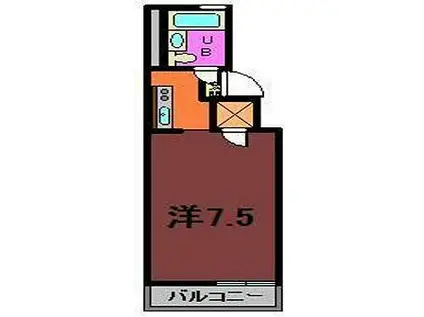 ハイツフジハラC棟(ワンルーム/2階)の間取り写真