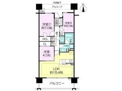クレヴィアタワー神戸ハーバーランド(3LDK/10階)の間取り写真