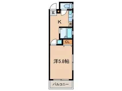 第4アサヒハイツ(1K/2階)の間取り写真