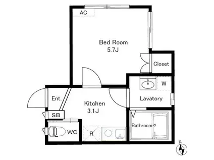 MCH大船II(1K/1階)の間取り写真