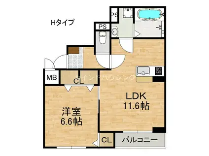 コンパル・りんくう(1LDK/2階)の間取り写真