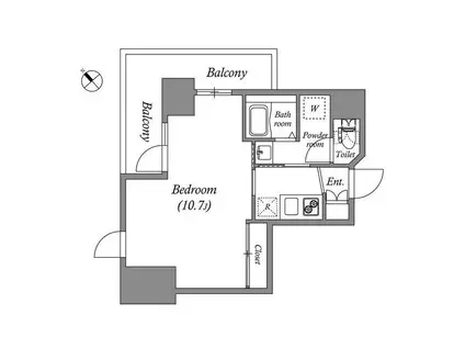 グランパセオ新宿余丁町(1K/5階)の間取り写真
