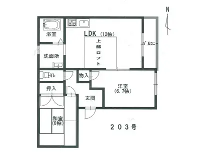 ERCTIYSF東大池(2LDK/2階)の間取り写真