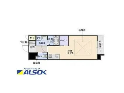 RIVO瑞穂通(ワンルーム/6階)の間取り写真