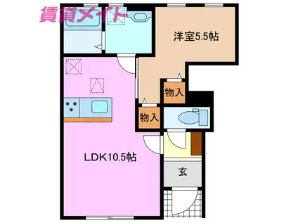 リーブルファイン南福崎(1LDK/1階)の間取り写真