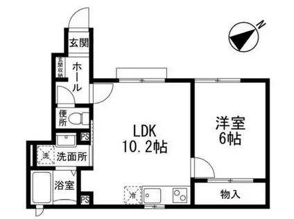 アゼリアハイツ津田沼(1LDK/1階)の間取り写真