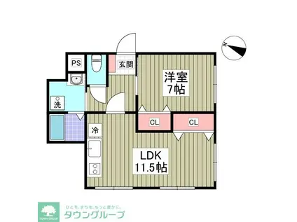ITOハイツ(1K/1階)の間取り写真