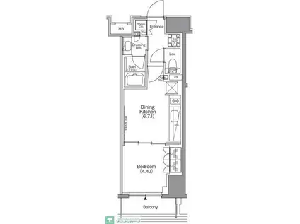 ザ・パークハビオ本所吾妻橋(1DK/1階)の間取り写真